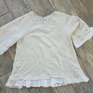 Altard State Womens Cream Sweatshirt Ruffle Sleeve Top Medium